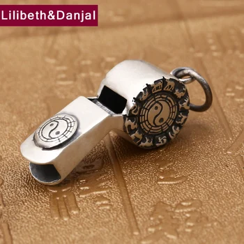 

2018 Pendant 100% Real S990 Sterling silver Jewelry Men Vintage Zodiac Gossip Whistle Necklace Pendant Christmas Gift P79