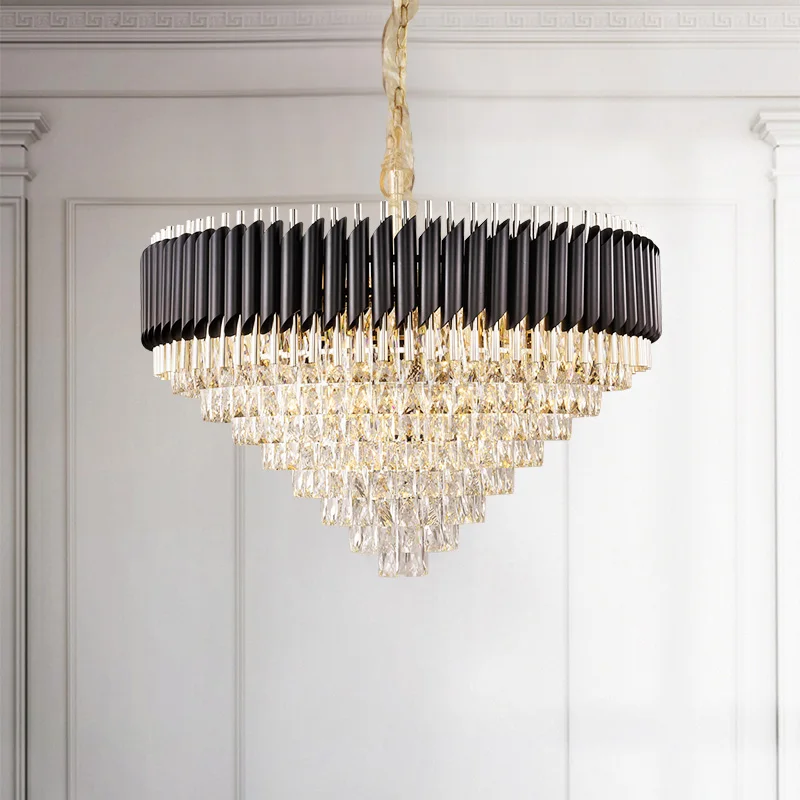 

Modern Crystal Led Pendant Light Black Metal Living Room Led Pendant Lights Dining Room Led Pendant Lamp Bedroom Hanging Lamp