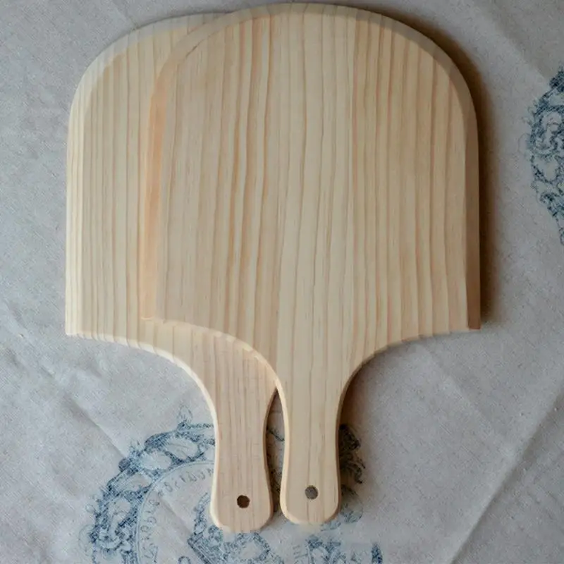 Wooden Pizza Peel Board Western Wear Resistant Natural Wooden Shovel for Oven Grill with Punched Handle Pizza Accessories