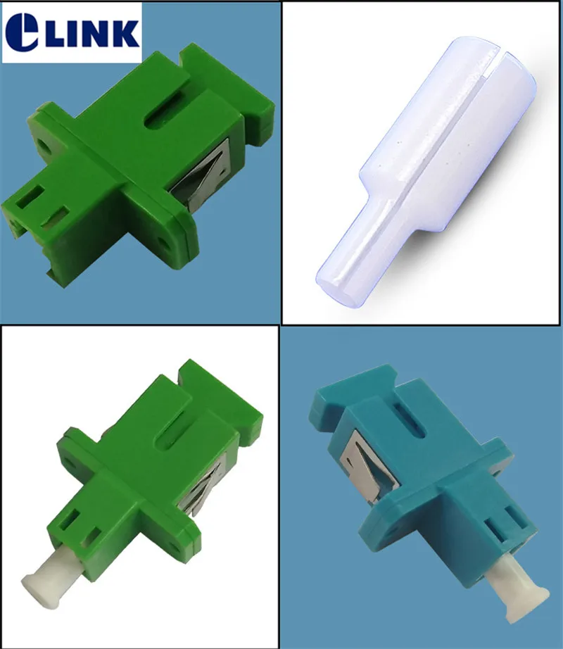 LC-SC hybrid adapter fiber optic connector female to female plastic housing green blue factory supply free Shipping ELINK LC SC