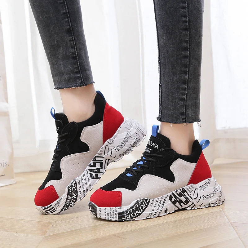 

Spring Shoes Women Casual Shoes Comfortable Platform Sneakers Woman White Graffiti Sneakers 2019 Ladies Trainers chaussure femme