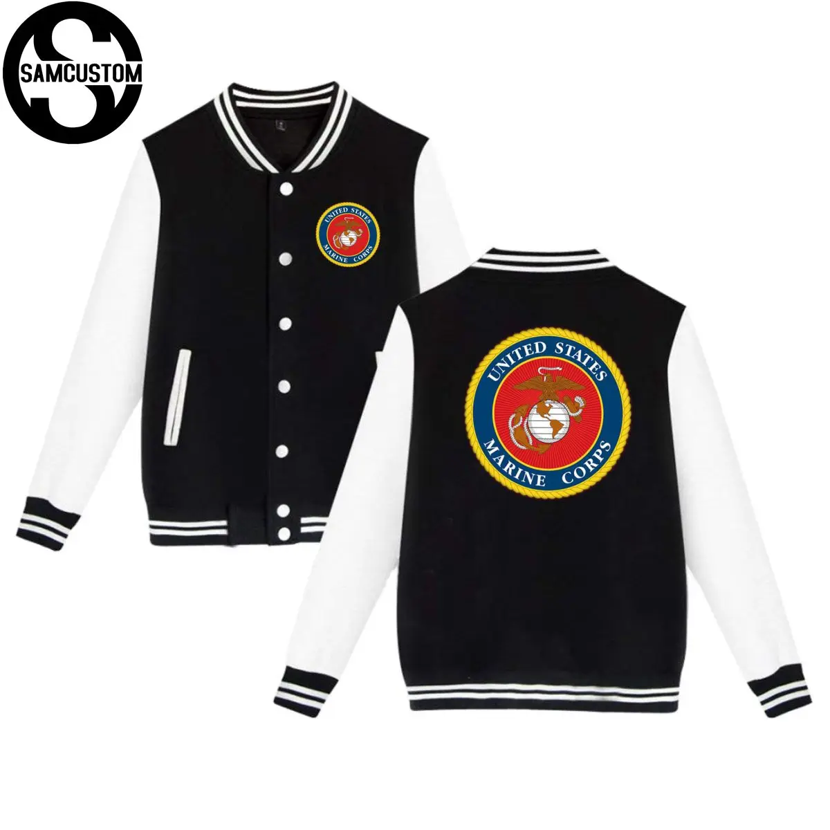 SAMCUSTOM United States Marine Corps USMC 3D men's plus velvet warm