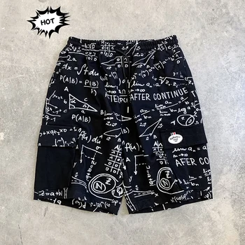 

2019 Spring And Summer New Korean Fashion Tide Male Loose Quality Cotton Graffiti Student Casual Shorts