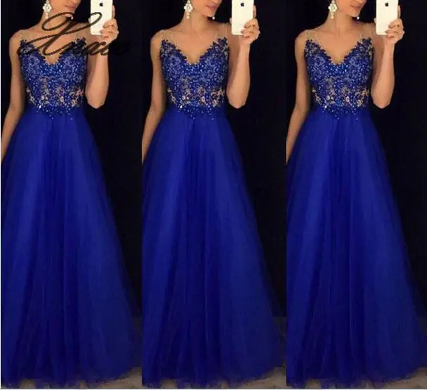 

Women Formal Wedding Clothes Long Evening Party Dress Ball Prom Gown Elegant vestido Ladies Lace Floral long Dress