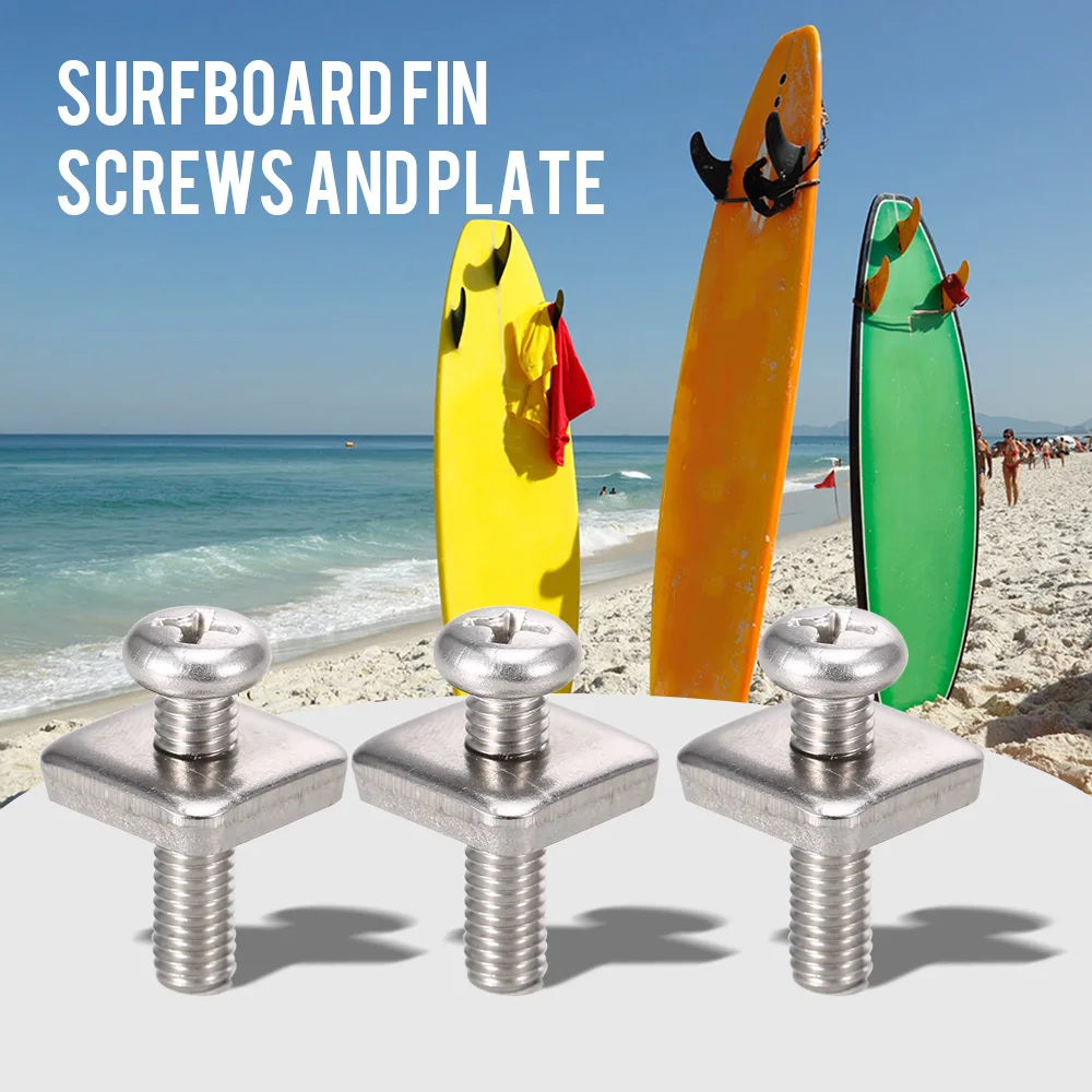 

2/3PCs Surfboard Fin Screw & Fin Plate Stainless Steel Longboard Sliding Fin Screw Fin Plate Replacement Kit Surfing Accessories
