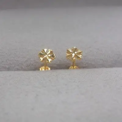 

Pure Au750 18K Yellow Gold Women Snow Stud Earrings 0.9-1g 11x5mm