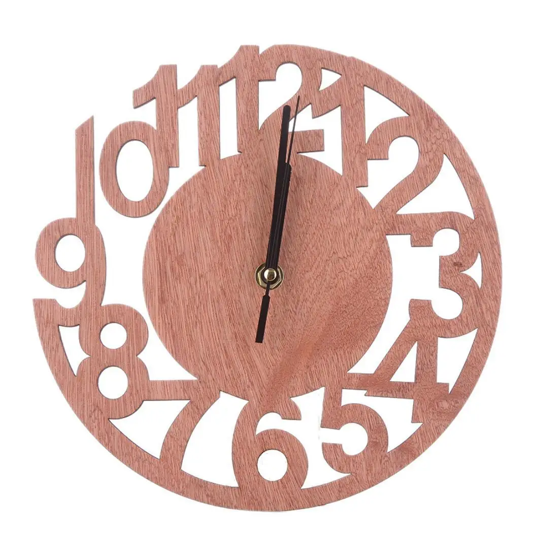 

Round Room Office Tree Wall Living Bedroom Approx AA 1 5V not Decor 23cm included 1inch battery Wood Home Clock 9 For