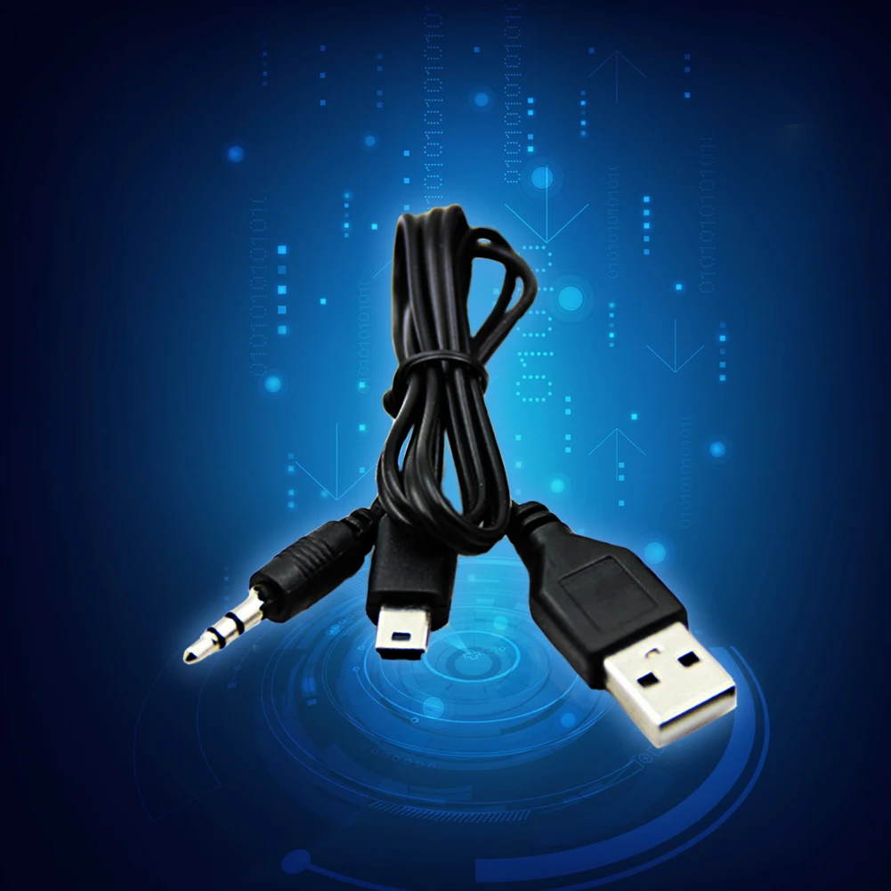 

New Arrival 2 In 1 USB Male Mini USB 5 Pin+3.5MM AUX Cable AUX And Charger 2 In 1 Cable For Portable Speakers