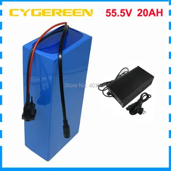 

55V 20AH Electric bike battery 55.5V 15S Lithium ion scooter battery use 2600mah 18650 cell 30A BMS 63V 2A Charger