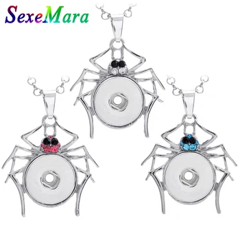 

New Snap Button Necklace Jewelry Crystal Spider Metal Snap Pendant Necklace for Women Fit DIY 18mm Snap Buttons Jewelry