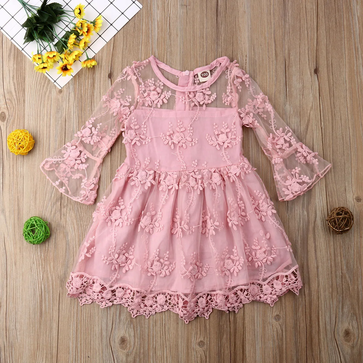 

Toddler Kids Baby Girls Clothes Cute Long Sleeve Dress Princess Party Lace Tutu Dress
