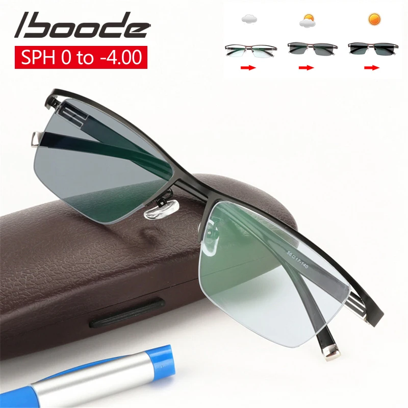 

iboode Photochromic Myopia Sun Glasses Men Women Diopter -1.0 1.5 2.0 2.5 3.0 3.5 4.0 UV400 Polarized Finished Myopia Sunglasses