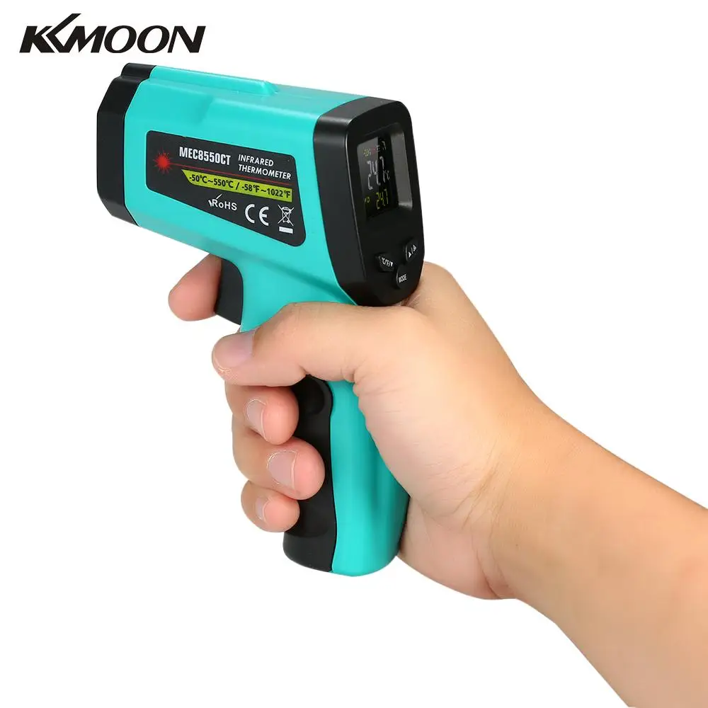 

Non-contact IR Infrared Thermometer Digital Handheld Temperature Tester 12:1 Pyrometer Color LCD with Backlight -50-550C