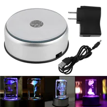 СВЕТОДИОДНЫЙ цветной светящаяся основа светильник вращающийся кристаллический дисплей подставка держатель с AC 110-240V US Plug