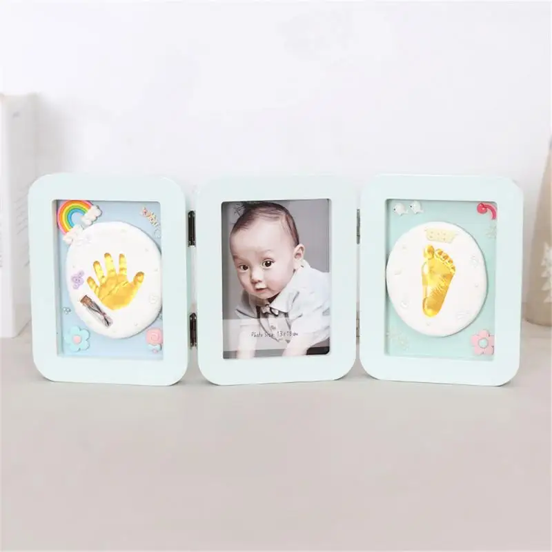 

Baby Souvenir Hand And Foot Print Clay Cast Kit Folding Commemorative Photo Frame Baby Hand And Foot Print Memorial
