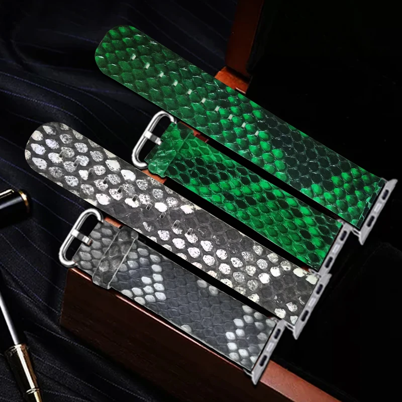 For Apple Series 4 Watchbands Newest Genuine Snake Skin Leather Watch Band Ultra-Slim Wrist Strap For Apple Watch Series 1 2 3