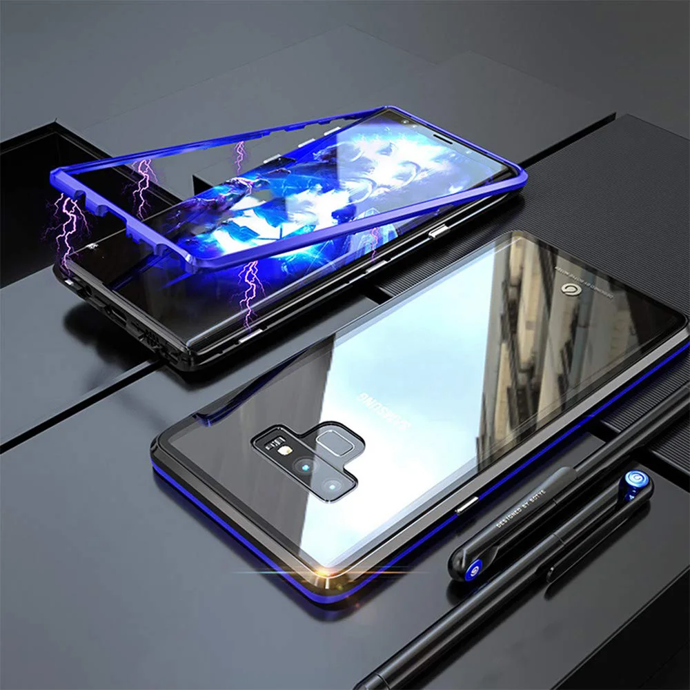 360 магнитных адсорбционных чехлов для Samsung S9 закаленное стекло задняя Магнитная