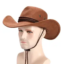 Женская и Мужская Западная ковбойская шляпа унисекс шапочка для верховой езды аксессуар мода широкий джазования с полями Кепка искусственная кожа Регулируемая солнцезащитная Кепка Mujer Chapeu