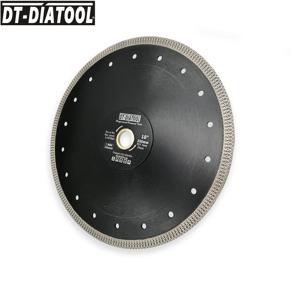 DT-DIATOOL 1piece Diameter 10inch/250mm Diamond Cutting Disc X Mesh Turbo Dry Wet Saw Blade Cutting Wheel for Porcelain Marble DT-DIATOOL 1piece Diameter 10inch/250mm Diamond Cutting Disc X Mesh Turbo Dry Wet Saw Blade Cutting Wheel for Porcelain Marble