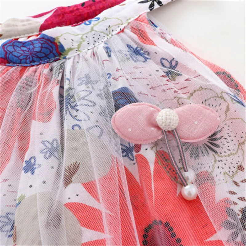 Кружевное платье принцессы для девочек; Сетчатое платье с большим цветком для новорожденных; популярное платье без рукавов с цветочным рисунком для маленьких девочек; праздничное Пышное Платье-пачка