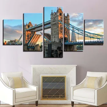 

Modular Canvas Painting HD Prints Home Decor 5 Pieces London'S Tower Bridge Wall Art Landscape Pictures Artwork Scenery Poster