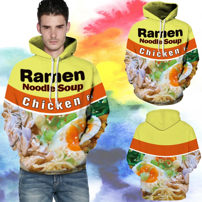 3D Sweatshirt Men Women Ramen Noodle Soup Print hoodies Funny Hip Hop Hooded sweatshirt