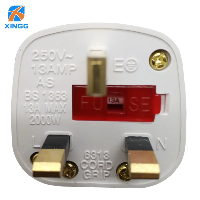 

UK Plug Fuse Socket 3 Pins AC Electrical Power Male Plug Switch Wire Rewireable Outlet 13A