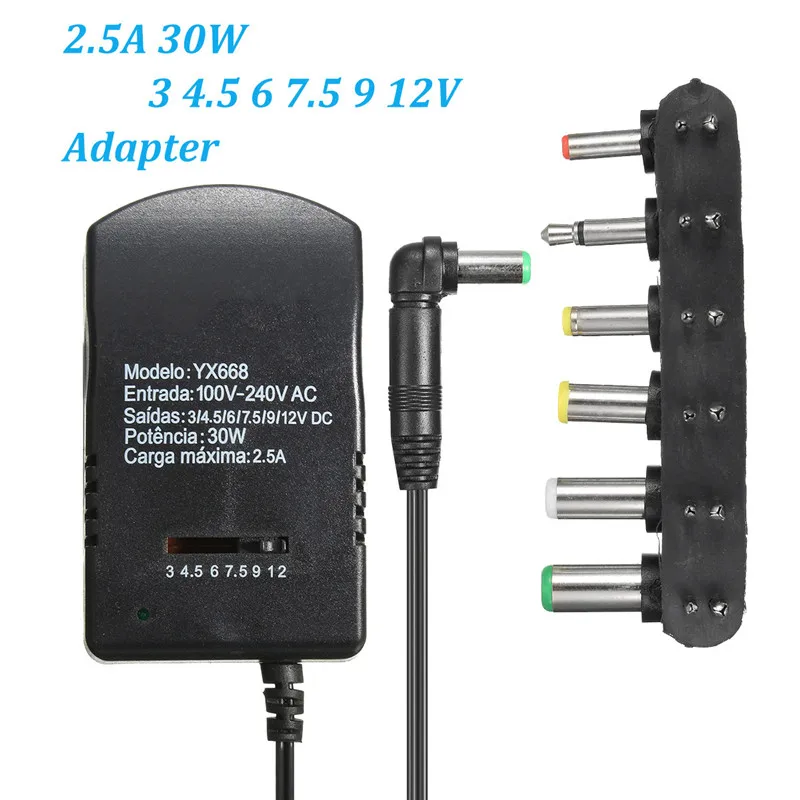 

2.5A 30W AC DC Universal Adapter Charger Supply Converter 3V 4.5V 5V 6V 7.5V 9V 12V Power Charger Electronics Accessory