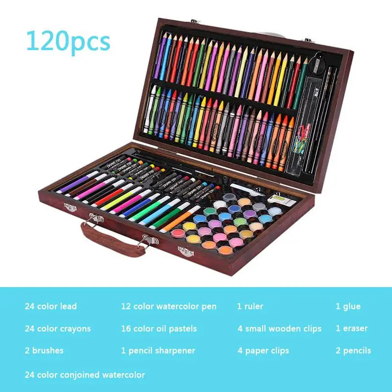 

120pcs Art Brush Watercolor Pen Children's Painting Paint Tool Set Drawing Toys Learning Stationery Supplies