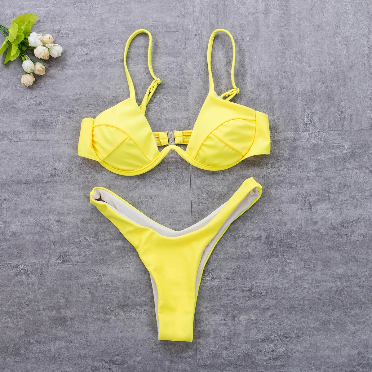 Bikini Set Women Swimwear Bikini Swimsuit Women Fashion Padded Bra Bikini Set Swimsuit Ladies Solid Bandage Push-up Triangle Swimwear Bathing Suits Biquini Swimwear