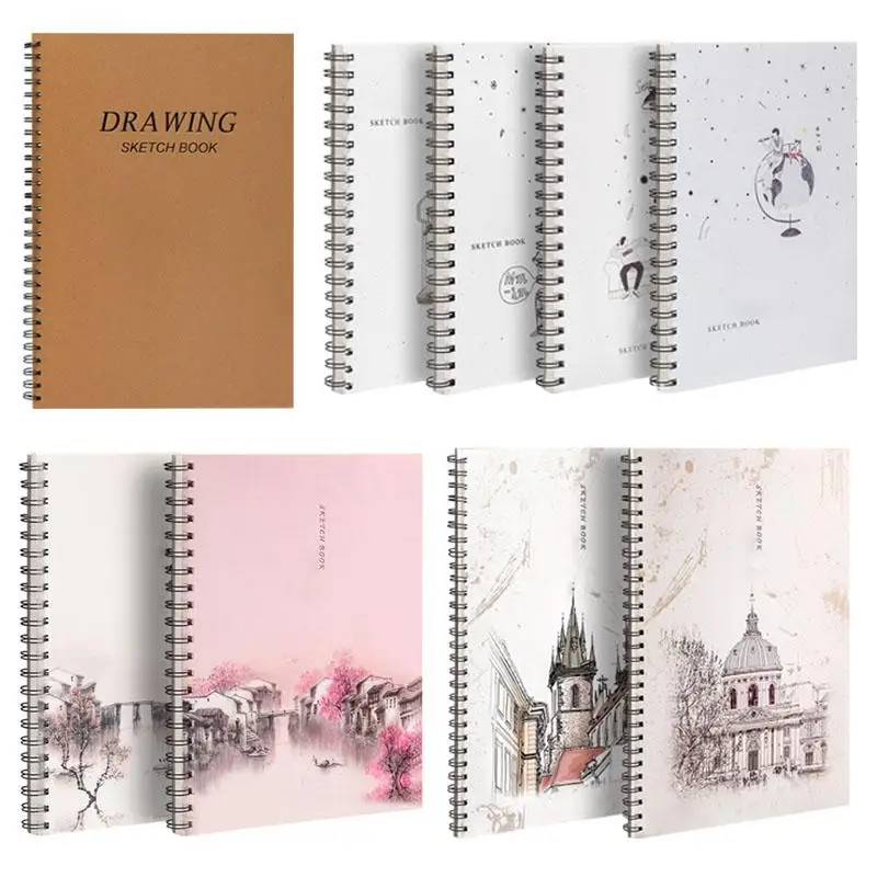 

Kraft Paper Sketch Sketchbook Notebook Spiral Coil Drawing Painting Book Cover Simple Fresh Sketchbook