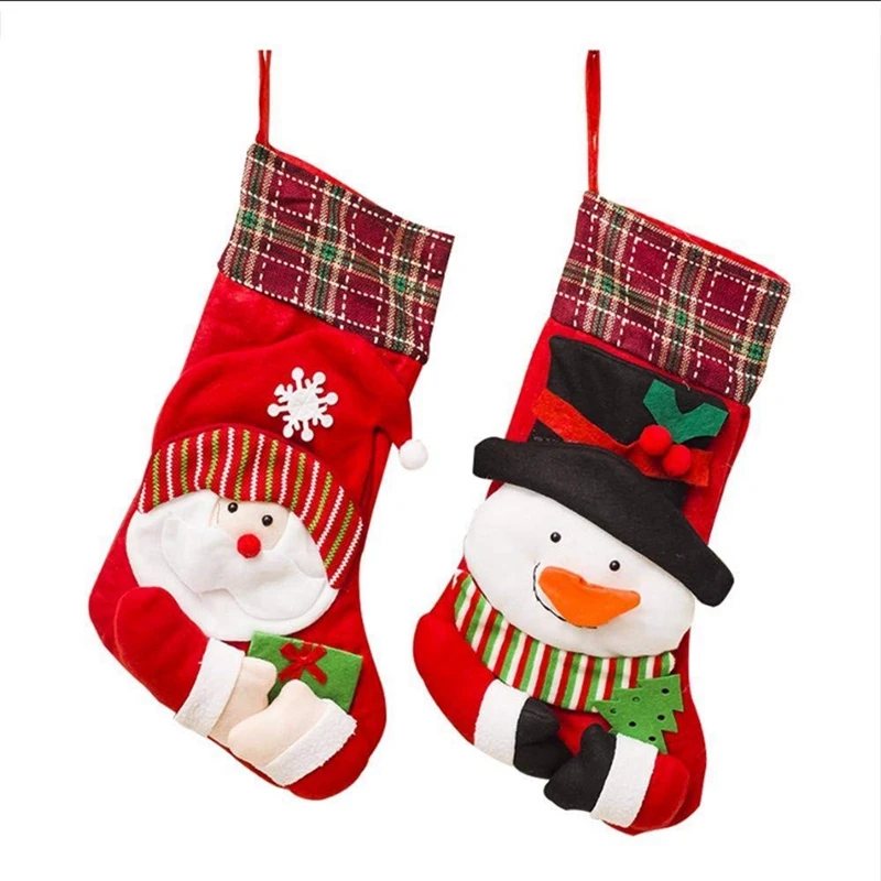 

Christmas Decoration Gift Bag Christmas Socks Large Size Santa Claus Pattern Socks Christmas Bedside Socks Pendant