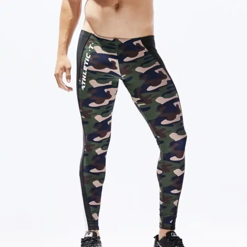 camo running tights mens