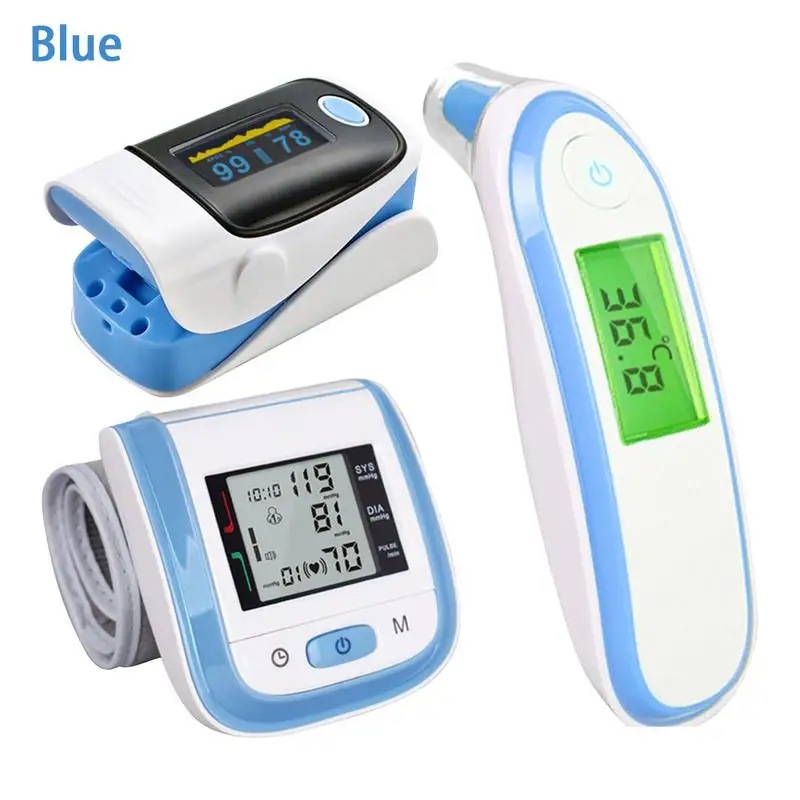 

LCD Wrist Blood Pressure Monitor & LED Fingertip Pulse Oximeter & Baby Ear Infrared Thermometer Family Health Care Gift