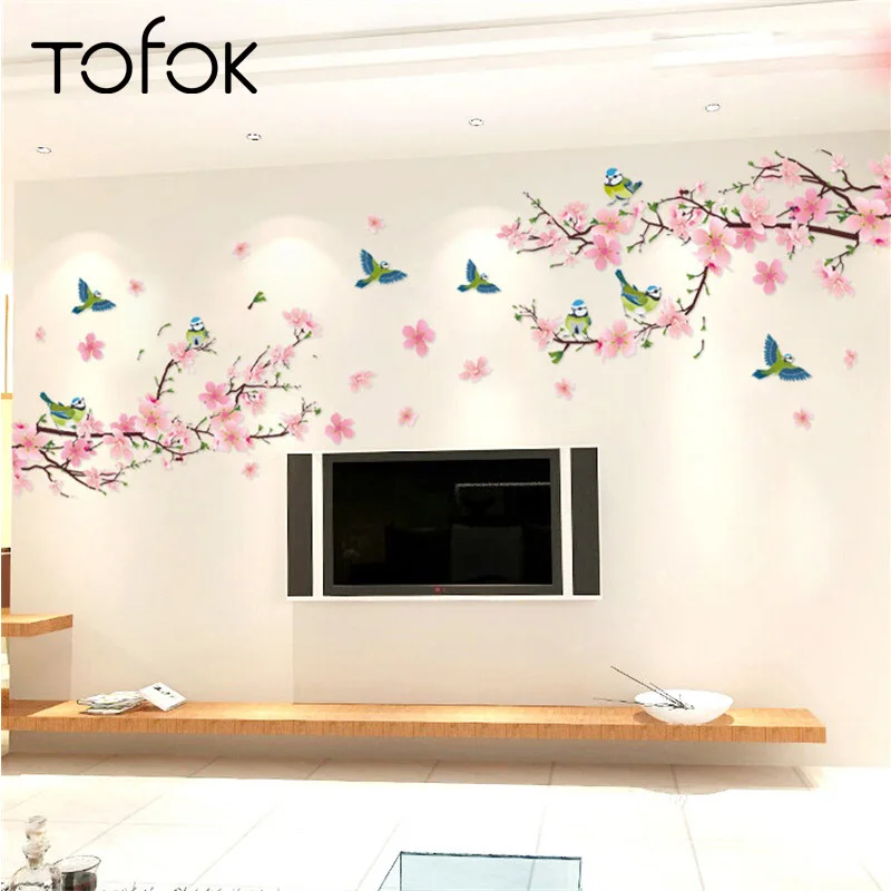 

Tofok DIY Flower Wall Stickers Art Decor Decals Graceful Peach Blossom Romantic Living Room Bedroom Decor Kids Room Wall Mural