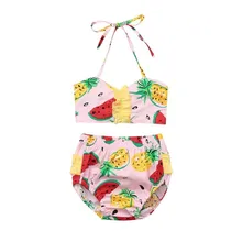 Детское бикини для девочек, пляжный купальный костюм с принтом арбуза+ шорты, купальный комплект, купальный костюм, цельный костюм