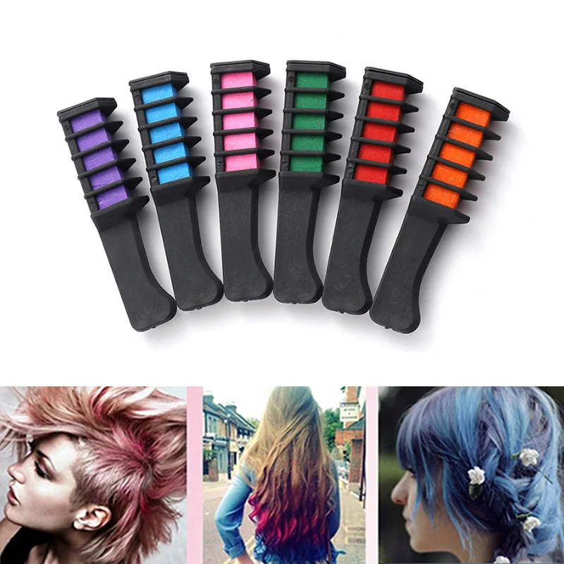 

Wholesale Professional 6 Colors Mini Disposable Personal Salon Use Temporary Hair Dye Comb Crayons Hair Dyeing Tool