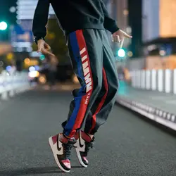 2019 мужской Корейский мужской тренд Haren Печать шаровары мужские связанные лодыжки ноги трек брюки штаны для уличного бега тренировочные