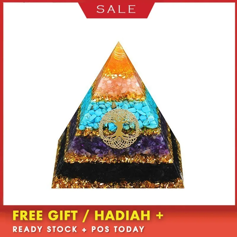 

AURAREIKI Orgonite Energy Crystal Pyramid Chakra Healing Reiki Crystal Decorative Craft Jewelry Eliminates Negative Energy C0040