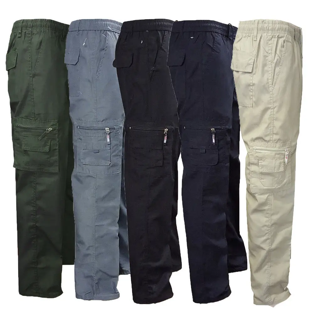 

2019 New Style Fashion Hot Solid Heavy Zipper Combat Cargo Work Trousers With Knee Pad Pockets Long Hiking Pants