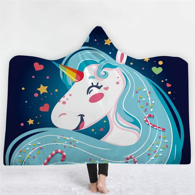 

Newest Unicorn Wearable Hoodie Blanket For Reading Watching Working Outdoor Game Soft Warm Comfort Winter Blankets Magic Fashion