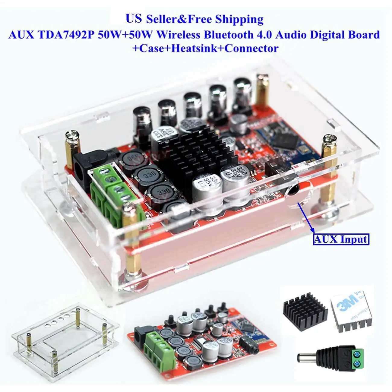 Aux Tda7492P 50 Вт + беспроводной Bluetooth 4 0 аудио цифровой усилитель Чехол комплект