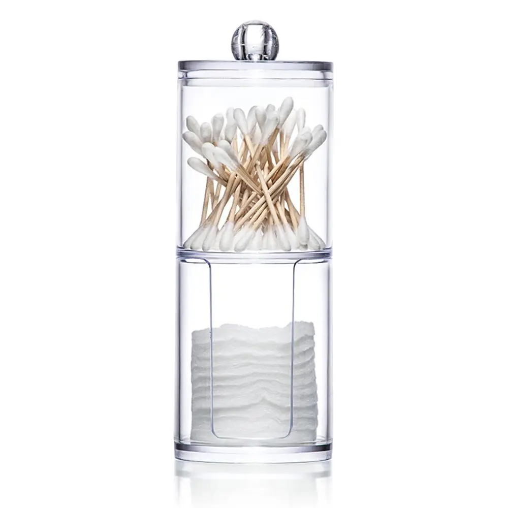 

New Clear Acrylic Makeup Organizer Two-layer Cotton Pads Container Storage Box Case Cosmetics Organizer