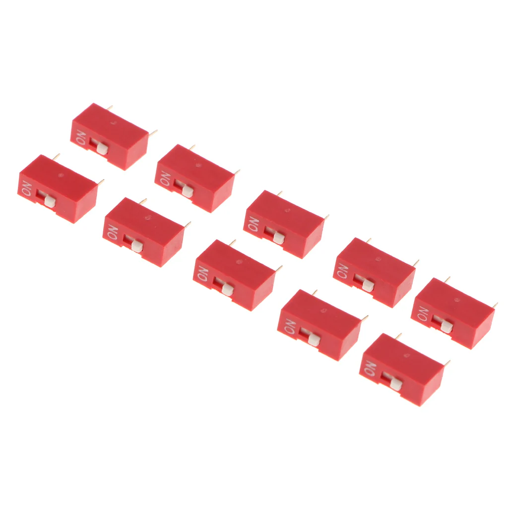 Baoblaze 10 Pieces Red 2.54mm Pitch 1 2 3 4 5 6 8 Position Way Slide Type DIP Switch | Обустройство дома