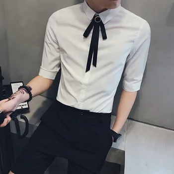

Camisa Masculina Men Shirt Half Sleeve 2019 Mens Casual Slim Fit Shirts Wedding Shirts Night Club Tuxedos Shirts Chemise Homme