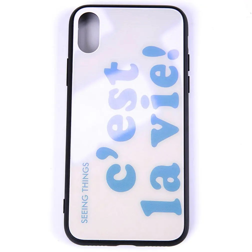 Simple English Letter Glass Phone Case Cover Shell Cellphone Case Protection Man Woman Fashion Accessories,Mobile Phone