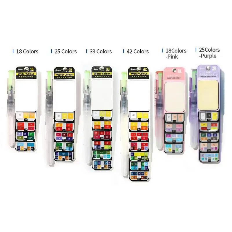 

New Solid Gouache Fan - Shaped Collapsible Transparent Solid Powder Watercolor Paint Set 18/25/33/42 Color