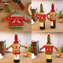 Милый принт крышка бутылки вина для Рождественского украшения красный, зеленый