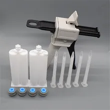 Монтажный пистолет 50 мл AB Эпоксид клеевой пистолет аппликатор клеевой диспенсер с 5 шт. AB Смешанная трубка и 2 комплекта 50 мл Пустой двойной барабанный картридж