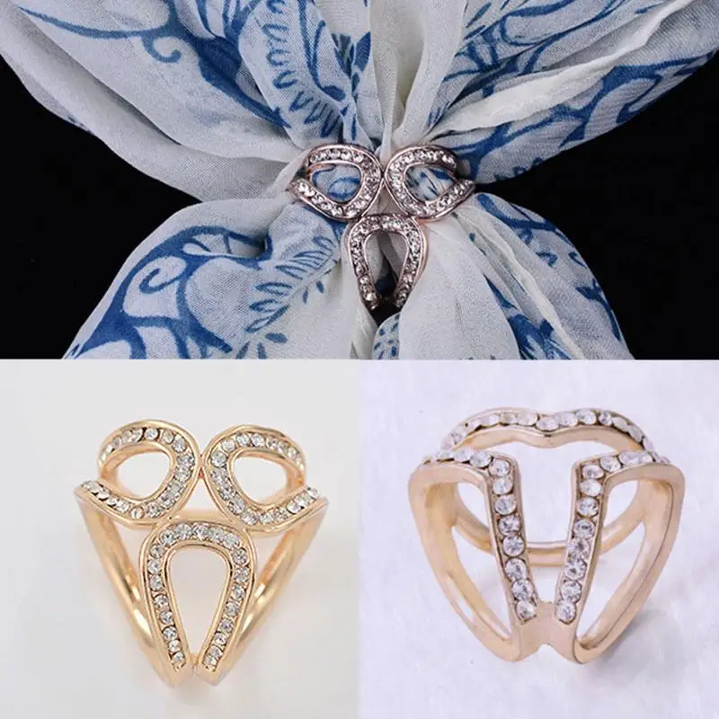 

Women Gold Silver Scarf Buckle Crystal Scarves Pins Scarfs Clip Holder Silk Women Fashion Jewelry Elegant Jewelry For Party